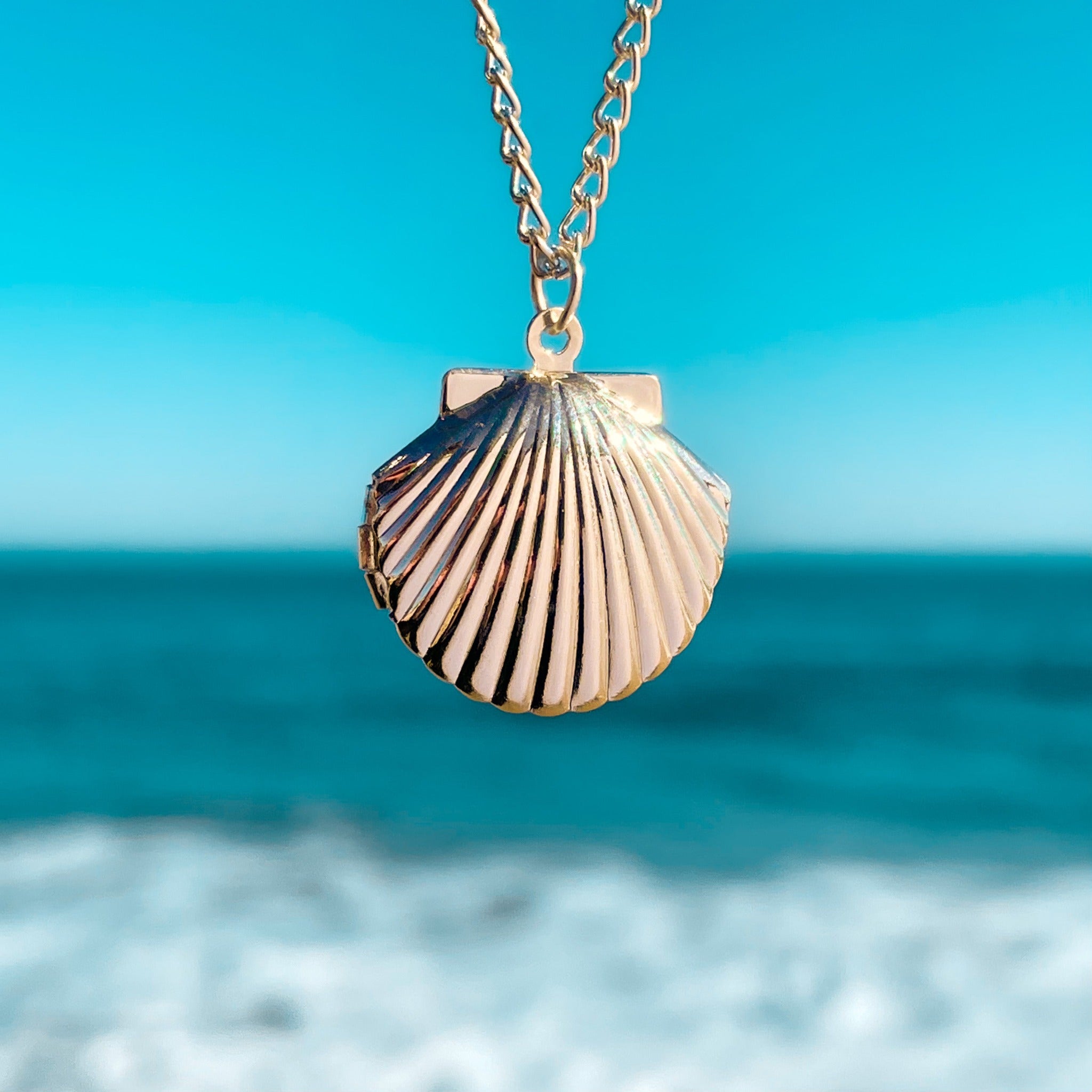 Fan Shell Locket Necklace