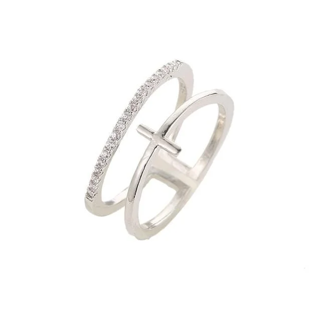 Tinyname&reg; Cross Duo Ring Exquisite Ring