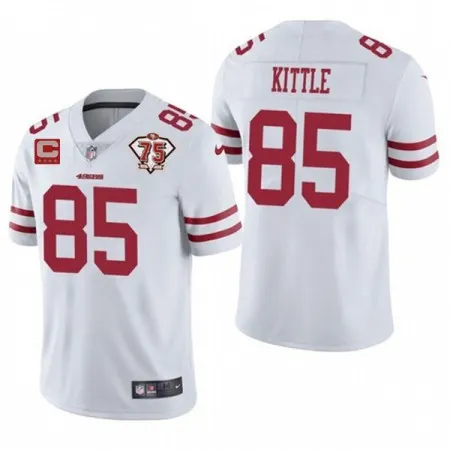 Men's San Francisco 49ers #85 George Kittle 2021 White With C Patch 75th Anniversary Vapor Untouchable Limited Stitched Jersey 6S9H