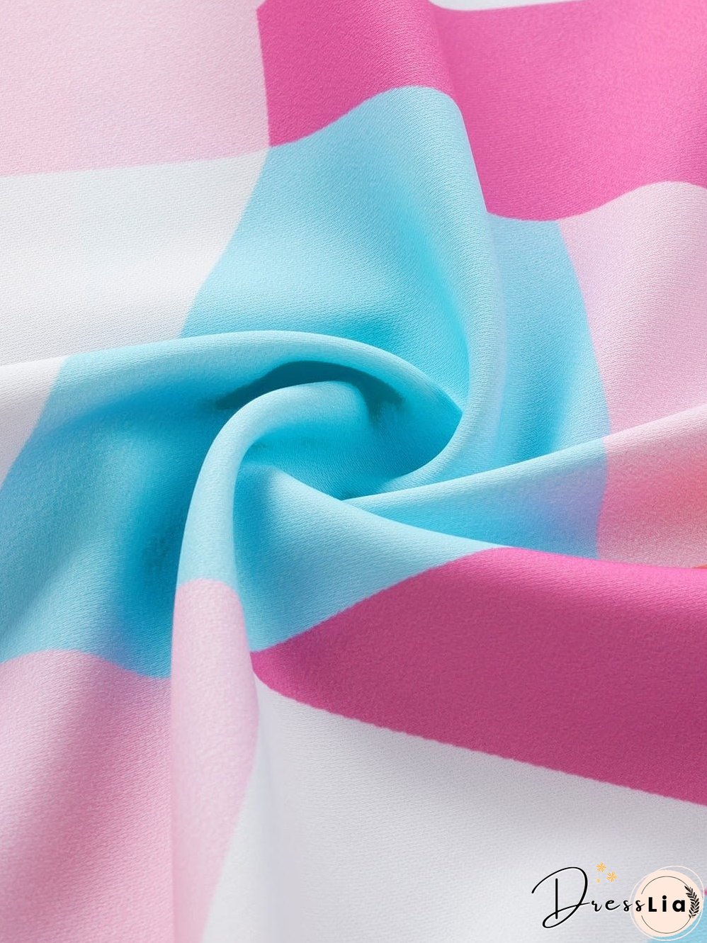 Pastel Geometric Print V-Neck Cap Sleeve Top with Colorblock Detail