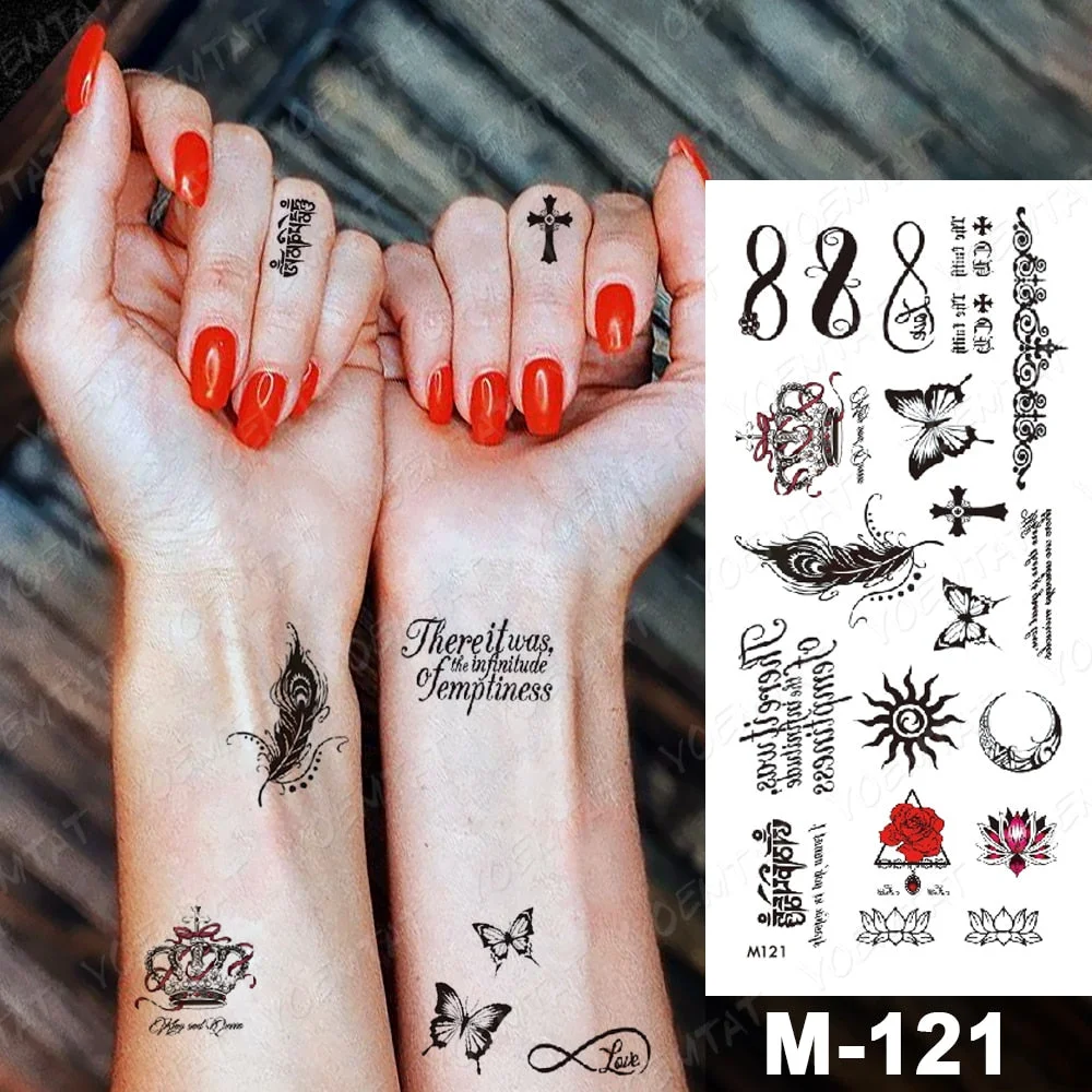 Handwriting Font Waterproof Temporary Tattoo Sticker Text Word Chicano Lettering Body Art Arm Wrist Fake Tatoo For Women Men