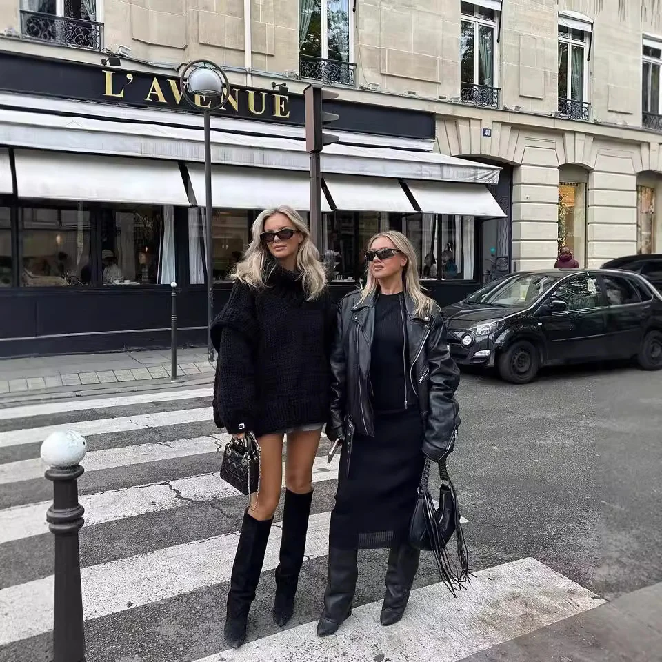 Nigikala Nigikala New Sweater Knitted Shirt Women's Fluffy Long-Sleeved Turtleneck Sweater