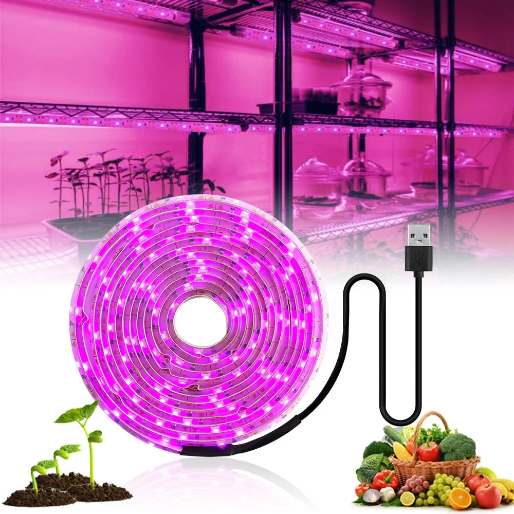 LED Grow Light Full Spectrum USB Grow Light Strip 2835 LED Phyto Lamps For Plants Greenhouse Hydroponic Growing 0.5M 1M 2M 3M