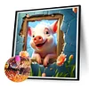 Diamond Painting-DIY Full Round Drill Frame Flower Pig