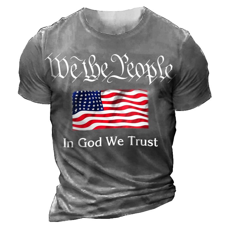 In God We Trust American Flag Men's Cotton T-Shirt-Compassnice®