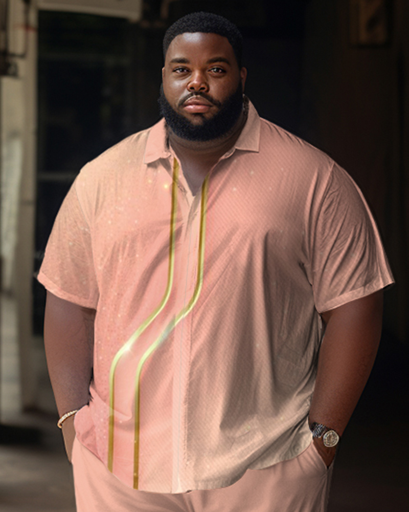 Plus Size Men's Gradient Simple Short Sleeve Walking Set