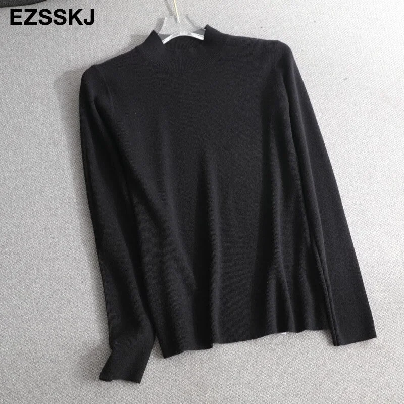 Loose  halfneck Sweater Pullover Women Autumn winter Casual long Sleeve basic plus size Sweater For women Female knit top