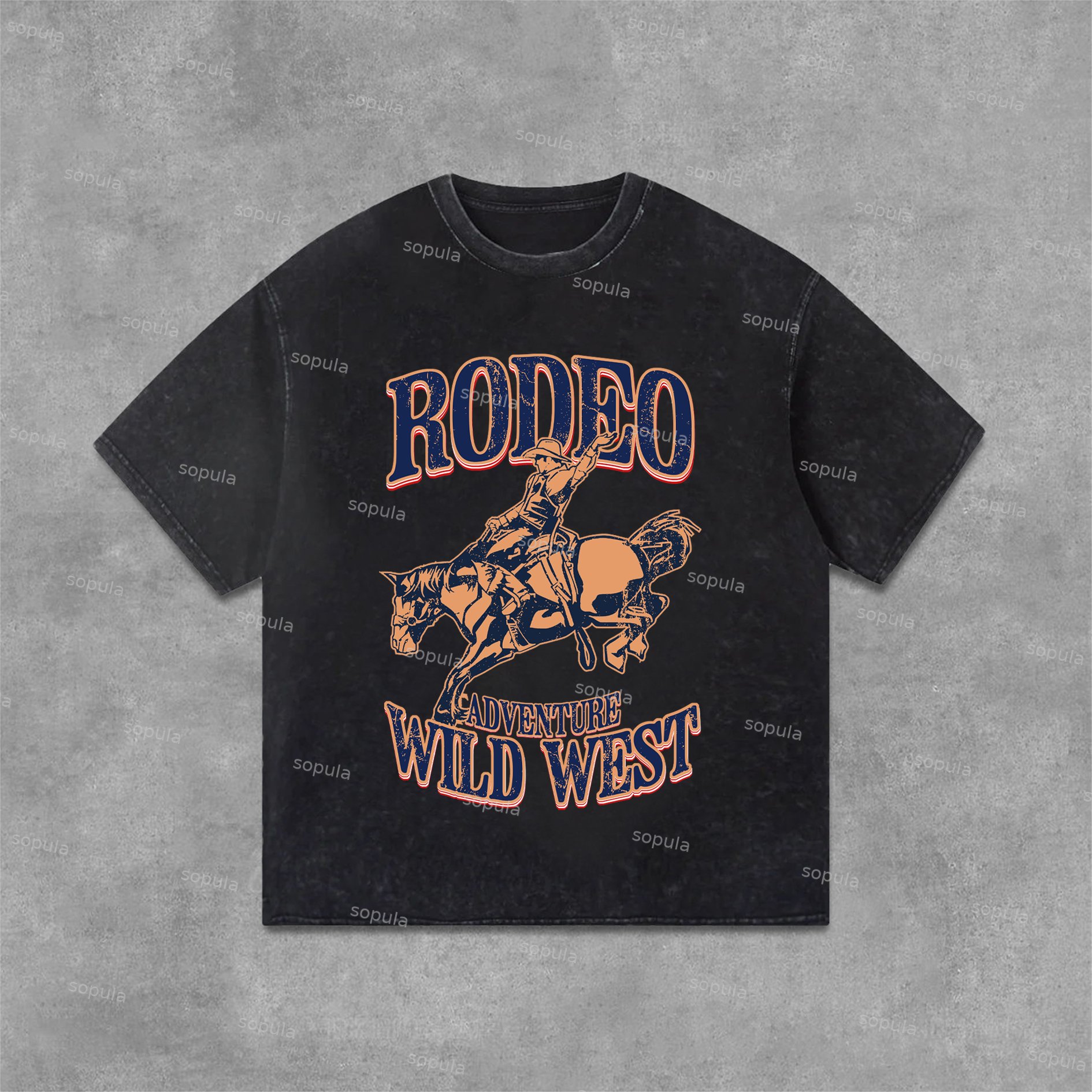 Sopula Coors Banquet Rodeo Classic Graphics Print Acid Washed T-Shirt - SOPULA