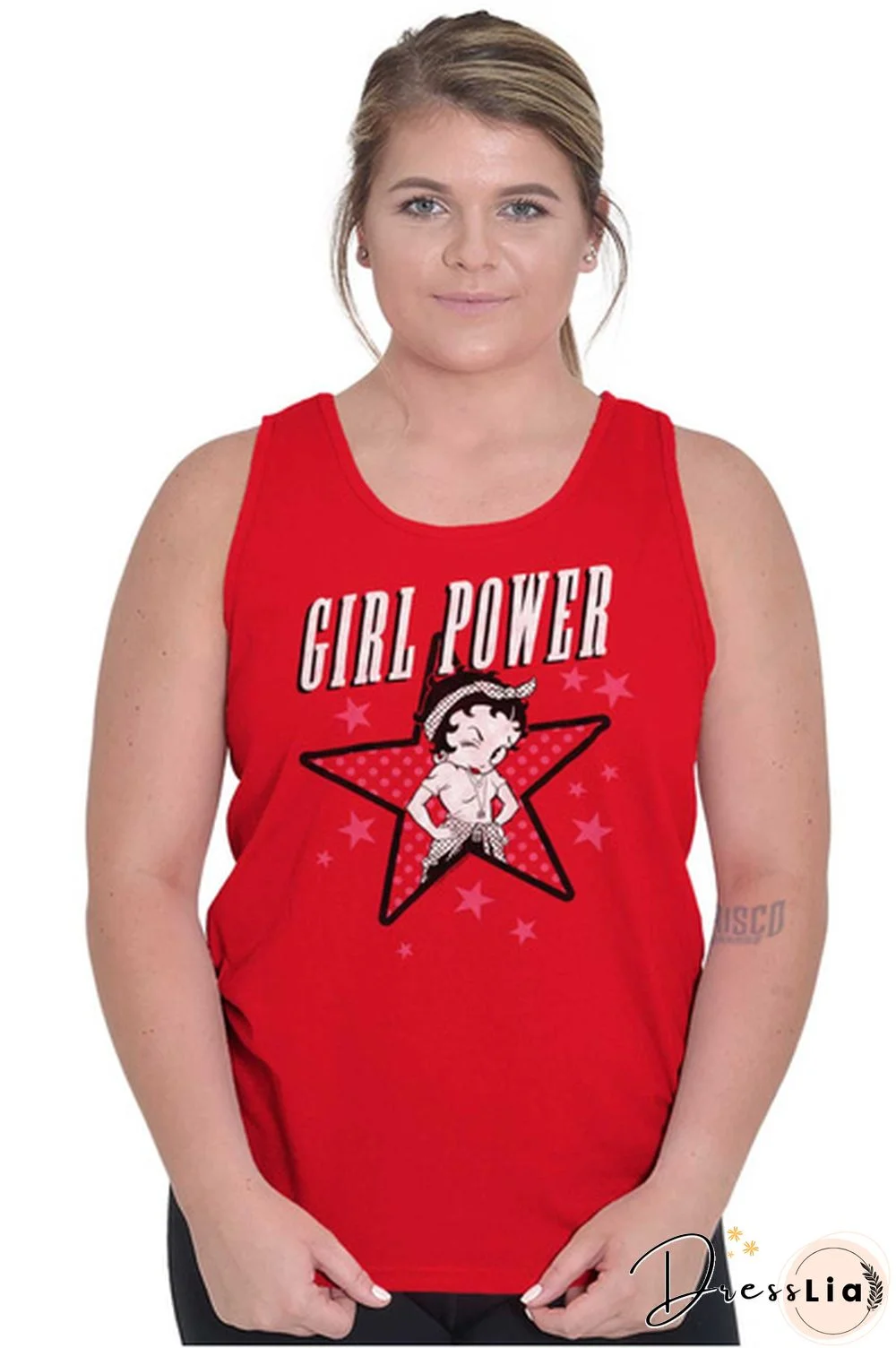 Licensed Betty Boop Girl Power Feminist Retro Tank Tops T-Shirts Tees For Womens
