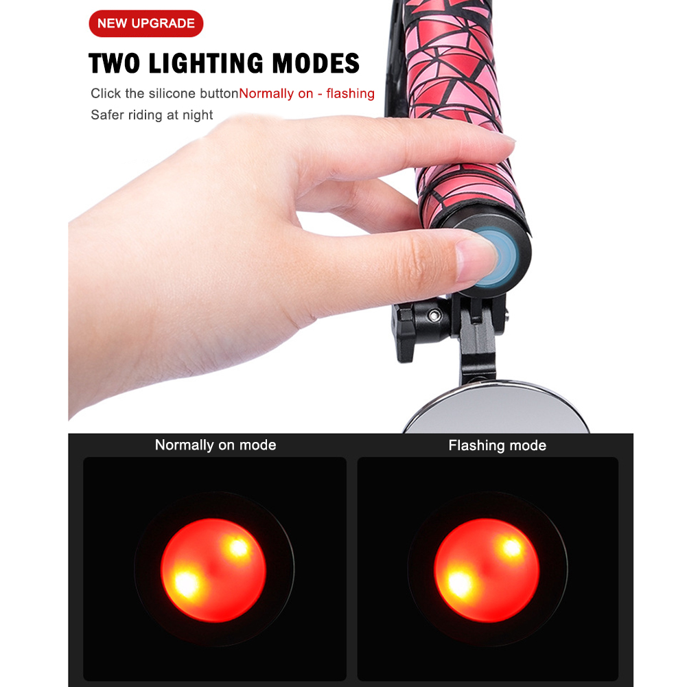 

Road Bike Rear View Mirror Back Sight Convex Reflector Mirror w/ LED Light, M01, 501 Original