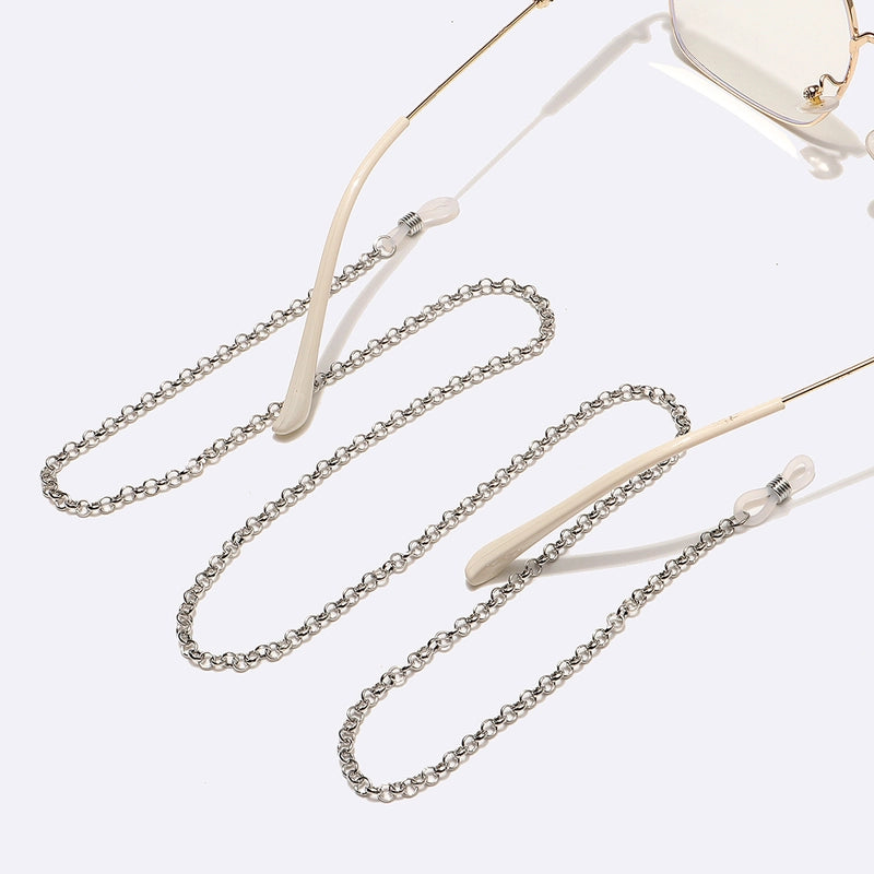 Fashion Simple Heart-shaped Round Silver Plated Alloy Glasses Chain