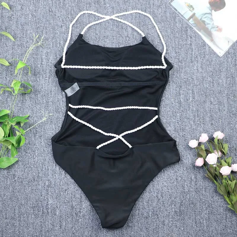women Swimwear 2020 Sexy high cut one piece swimsuit Backless swim suit thong Bathing suit female Monokini 2748