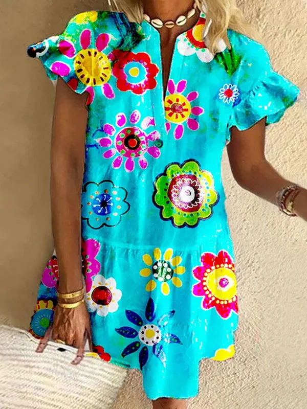 Art Print Mini Dress