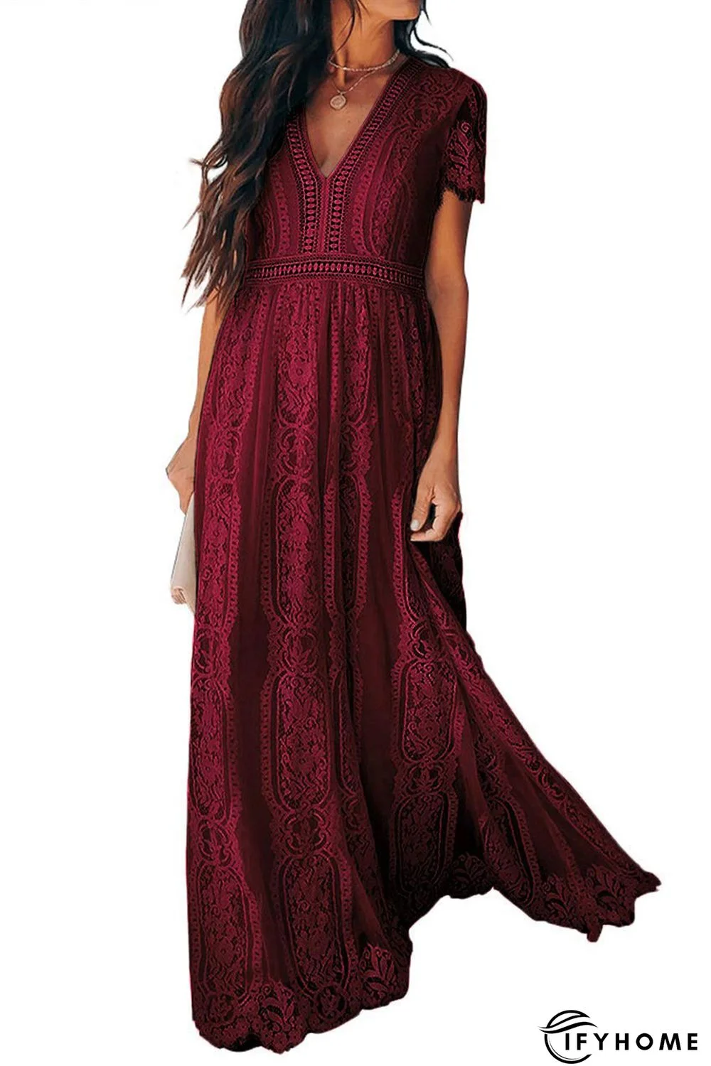 Red Blue Fill Your Heart Lace Maxi Dress | IFYHOME