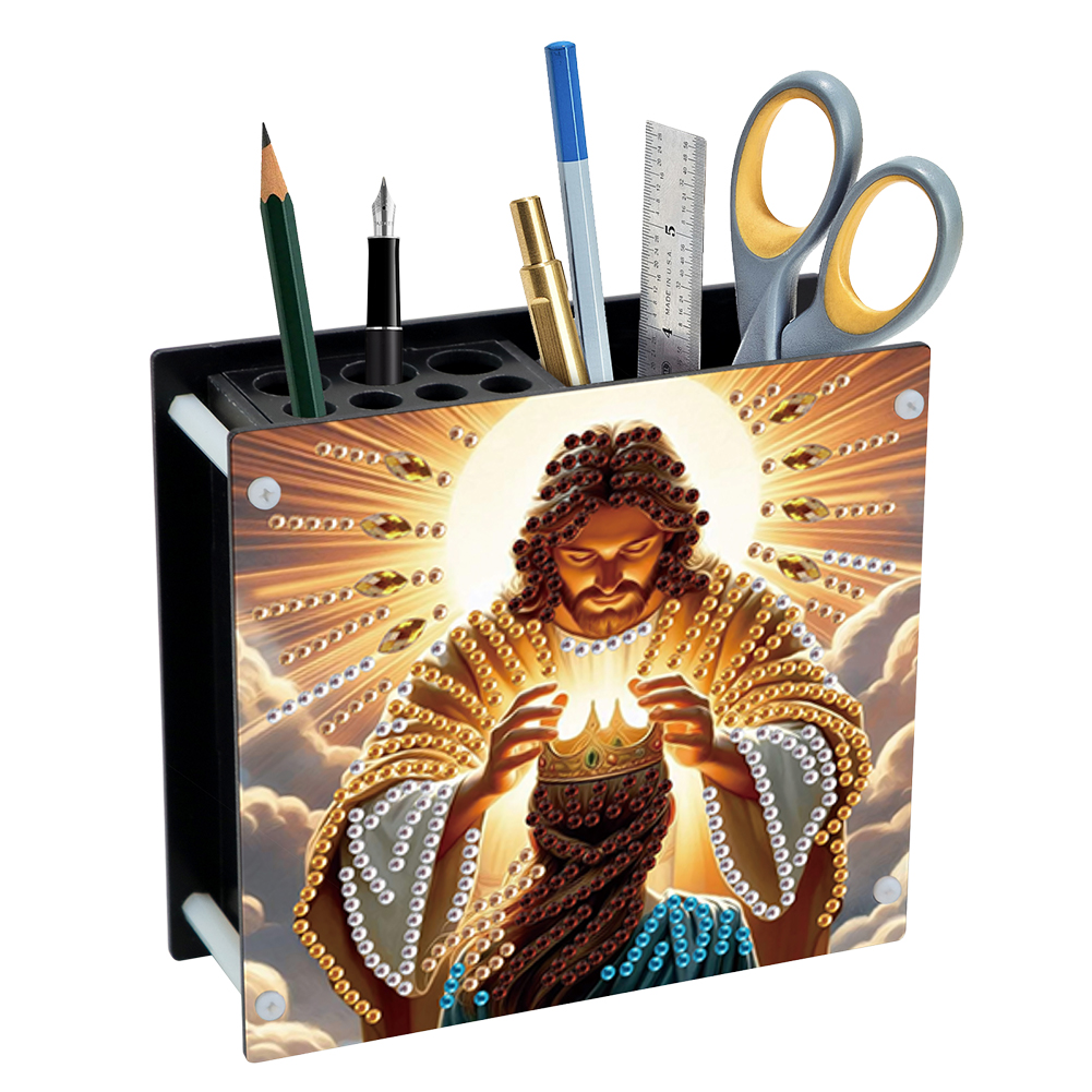 Acrylic Special Shaped DIY Diamond Painting Pencil Holder Organizer (Jesus)
