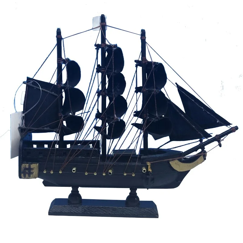 LUCKK Miniature Boat Wooden Sailboat Model Children Gift Caribbean Black Pearl Corsair Sailing Boats Home Decor Craft SH775-24