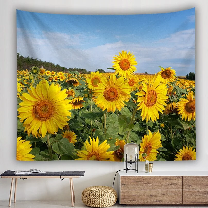 Sunflower Wall Decorative Tapestries Colorful Country Style Hanging Curtain Fabric Multifunctional Cloth for Decor Cloth Craft
