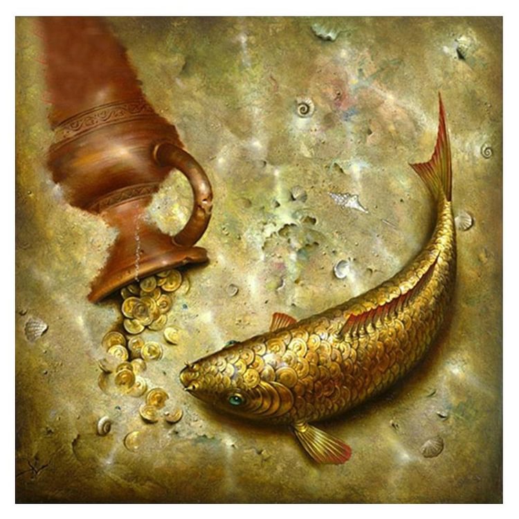 Fish Round Drill Diamond Painting 30X30CM(Canvas) gbfke