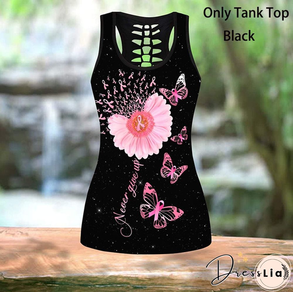 Breast Cancer-Faith Hope Love 3D Print Two Pieces Set Sleeveless Shirt And Legging Summer Combo Tank Top & Legging Outfit Plus Size S-5Xl