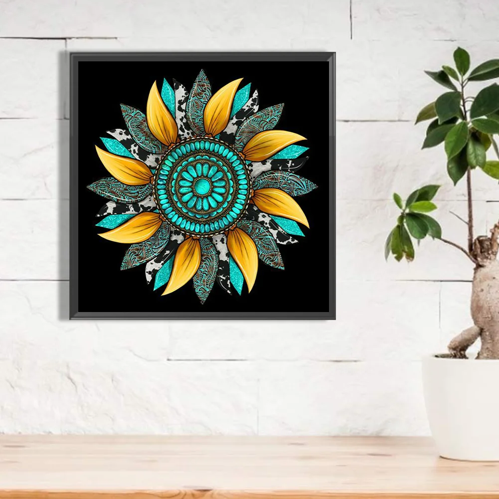 Full Round Diamond Painting 30*30cm - Artistic Sunflower