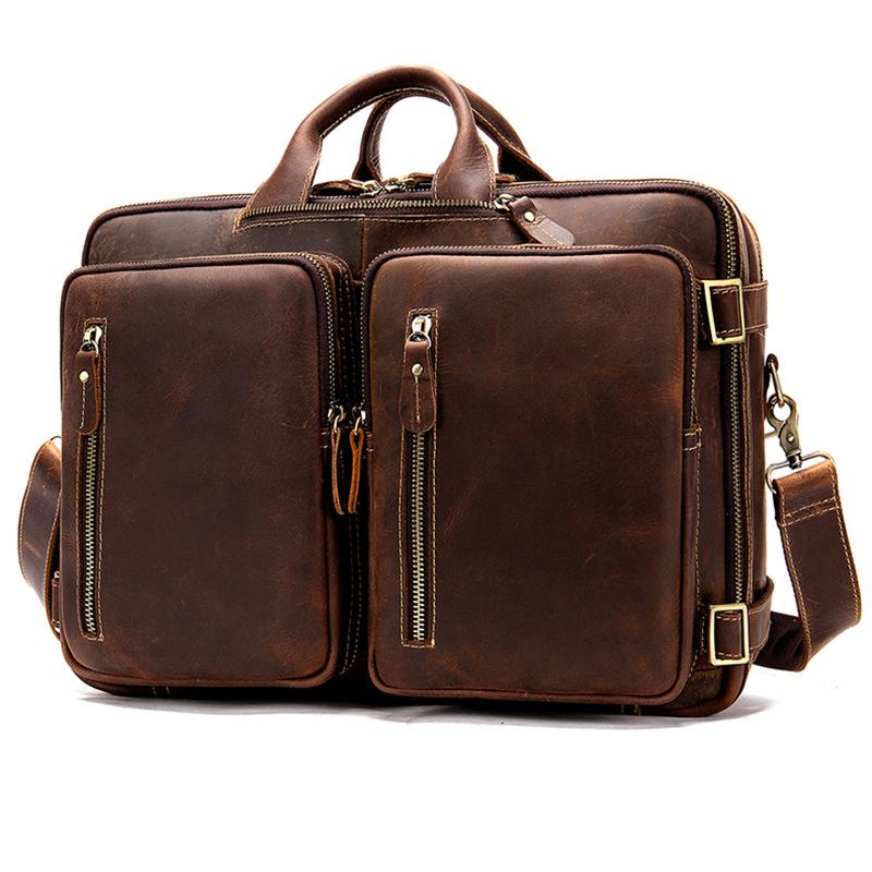 Multi-Functional Spacious Interior Comfortable Grab Detachable Sling Strap Genuine Leather Bag