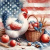 American Flag And Hen-11CT Stamped Cross Stitch 40*40cm/15.75*15.75in