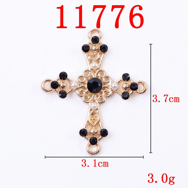 10 PCS/Package 13*26mm 21*26mm 31*37mm Alloy Crystal Pearl Cross Jewelry Accessories Pendant