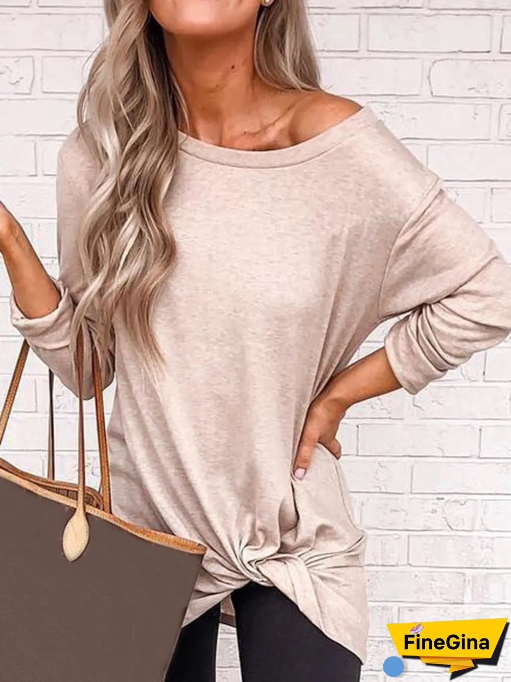 Plus Size Casual Long Sleeve Solid Tops