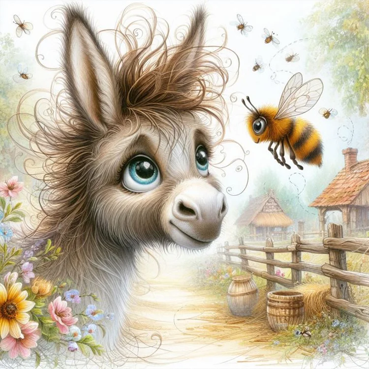 Garden Bee And Donkey 30*30CM (Canvas) Full Round Drill Diamond Painting gbfke