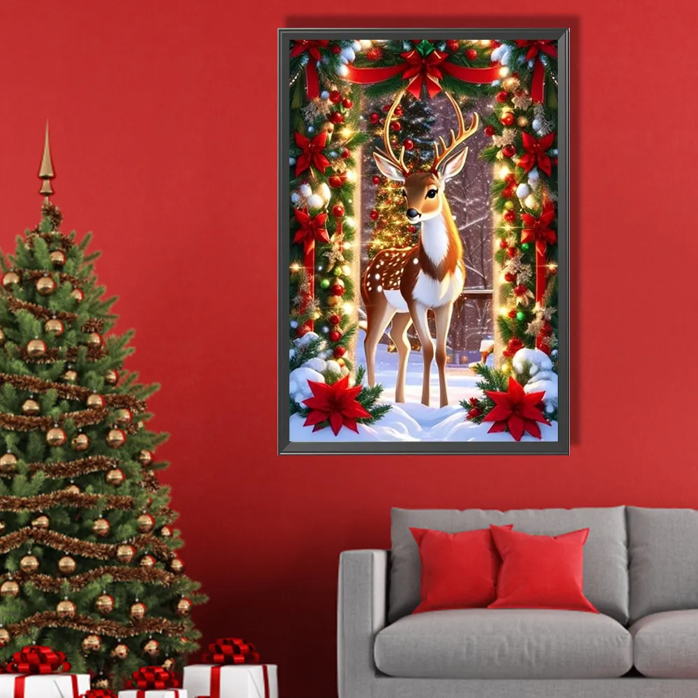 Diamond Painting - Full Round Drill - Christmas Elk(Canvas|40*60cm)