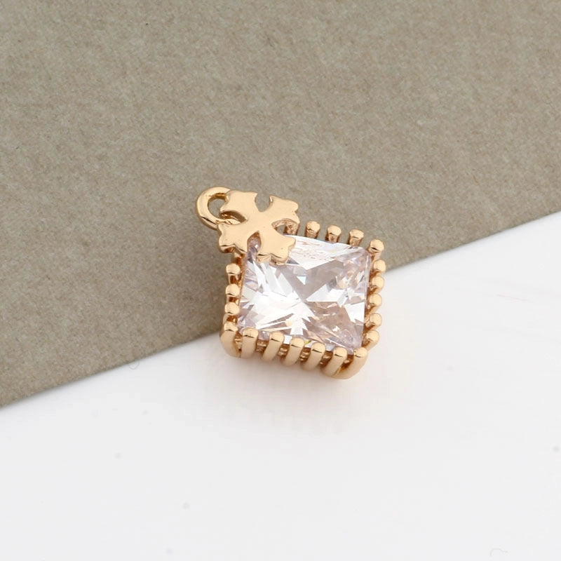1 Piece 12.5*16mm Copper Zircon Cross Rhombus Jewelry Accessories Pendant