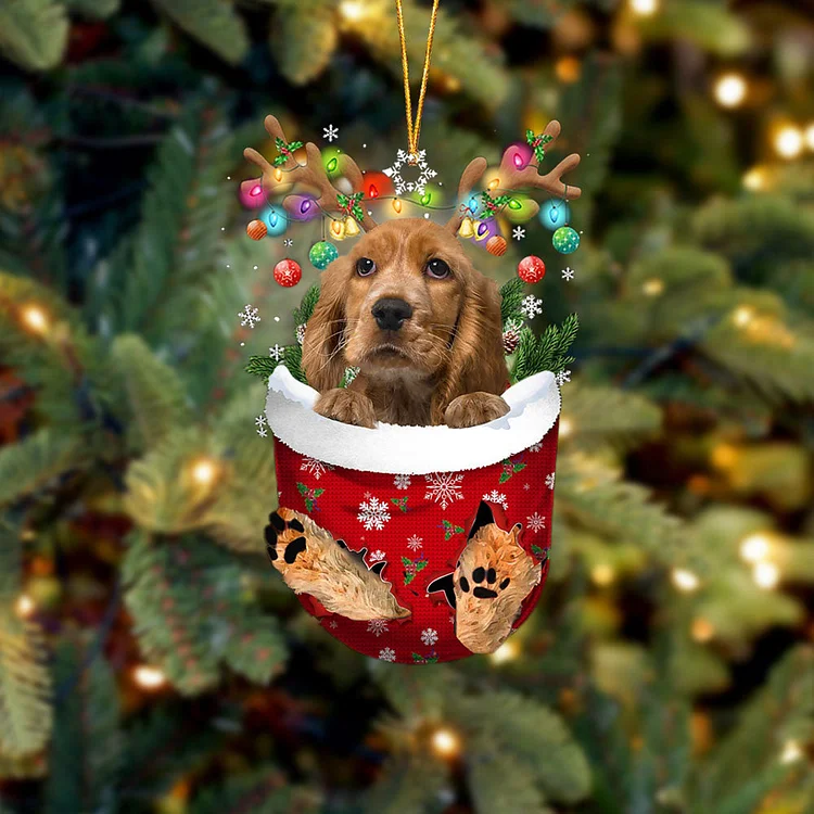 English Cocker Spaniel In Snow Pocket Christmas Ornament