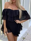 Solid Color Off-The-Shoulder Mini Dress