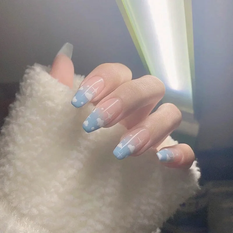 24pcs/set Acrylic Fake Nails Full Cover False Nail Art Tips 10 Sizes Fashion Designs With Nail Adhesive Sticker Coffin Nails-Nail Inspo