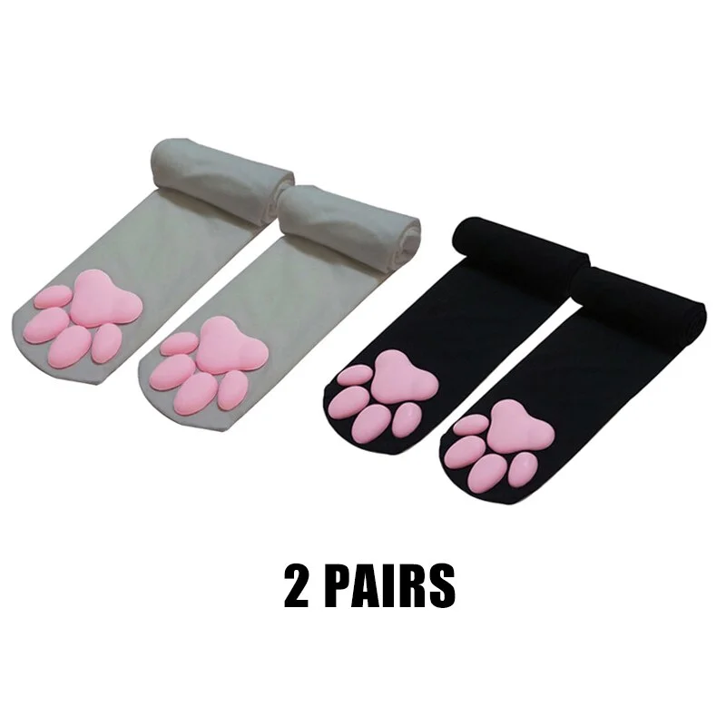Billionm 3D Kitten Claw Stocking Lolita Soft Cotton Pawpads Anime Cosplay Girl Gift Thigh High Sexy Cute Solid Pink Paws Pad Kawaii Socks