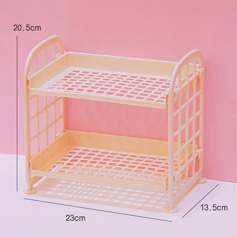 W&G Cosmetic Storage Rack Organizer Shelf Student Office Bathroom Kitchen Rack Dormitory Desktop Cute Storage Box Organizer Ins