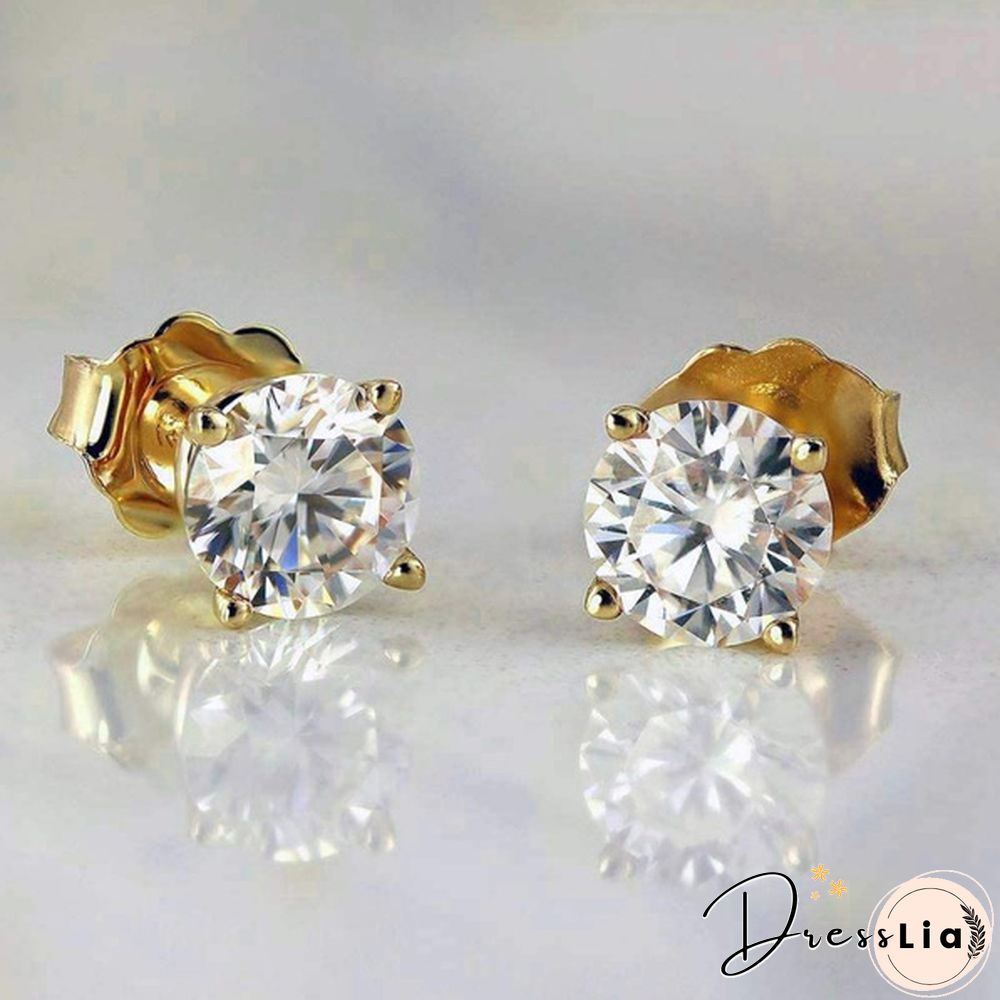 Pairs Stud earrings 925 sterling silver plated round cubic zirconia hypoallergenic set