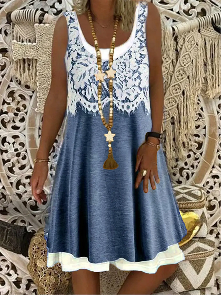 New Women Chic Plus Size Vintage Hippie Shift Sleeveless Boho Floray Dresses
