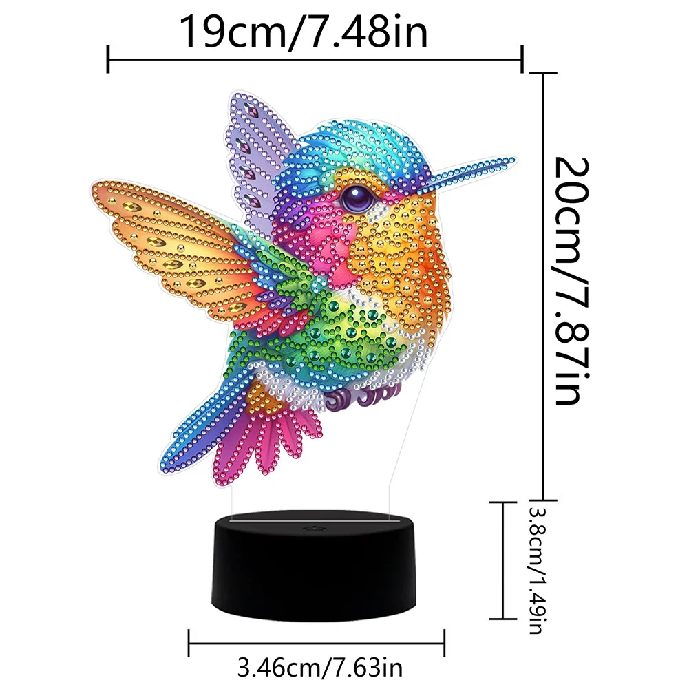 DIY Animal Hummingbird Diamond Painting Night Light Diamond Art Lamp Home Decoration