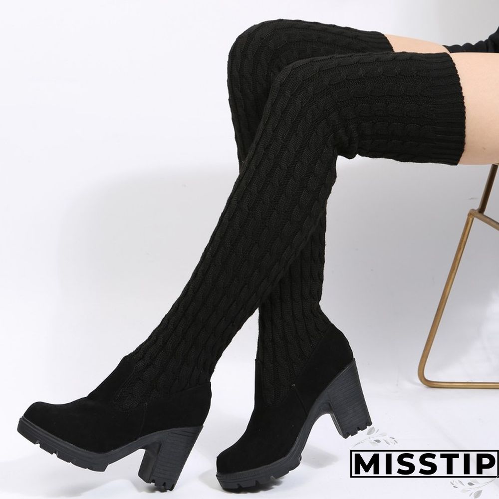 Dark Brown Casual Patchwork Solid Color Keep Warm Comfortable Shoes (Heel 8CM High)