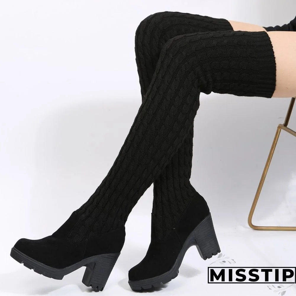 Dark Brown Casual Patchwork Solid Color Keep Warm Comfortable Shoes (Heel 8CM High)