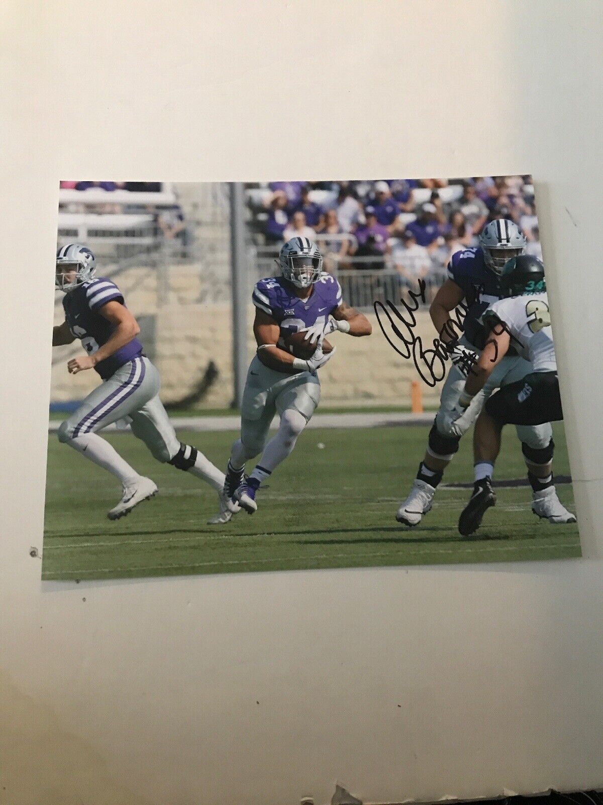 Alex Barnes Kansas State Signed autographed 8x10 football Photo Poster painting 2019 Draft D