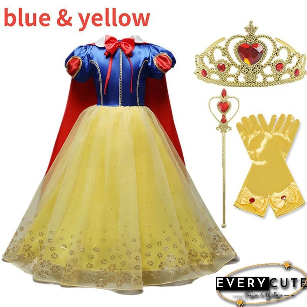 17 Styles Fancy Halloween Princess Cosplay Costume 4pcs Outfit with Accessories for 3-10 Years Kids Girls