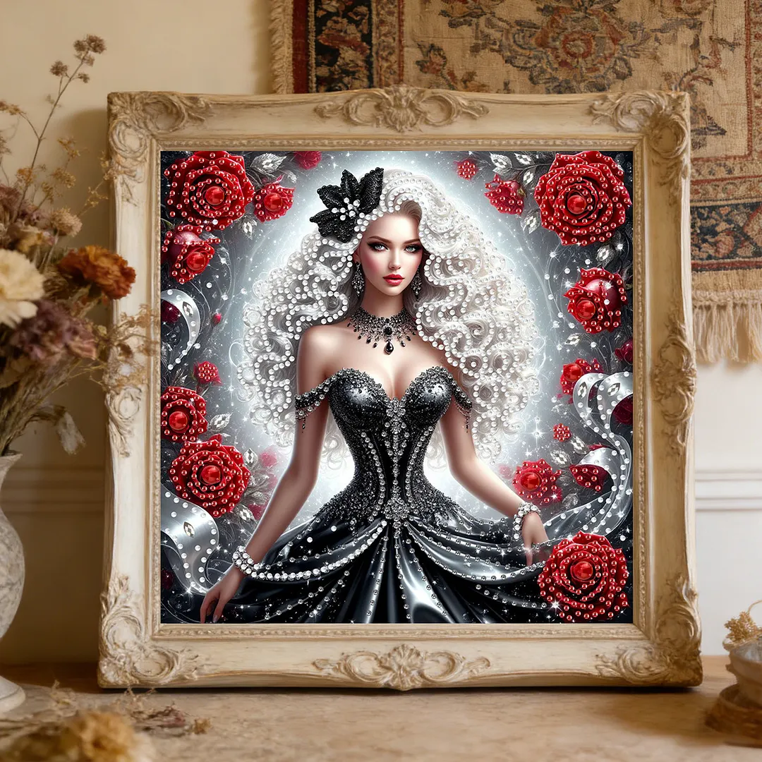 Rose Beauty Special Shaped 5D DIY Partial Drill Diamond Painting Kits for Adults Beginners Home Decor Diamonds Dots Gem Art Kits 11.81x11.81inch