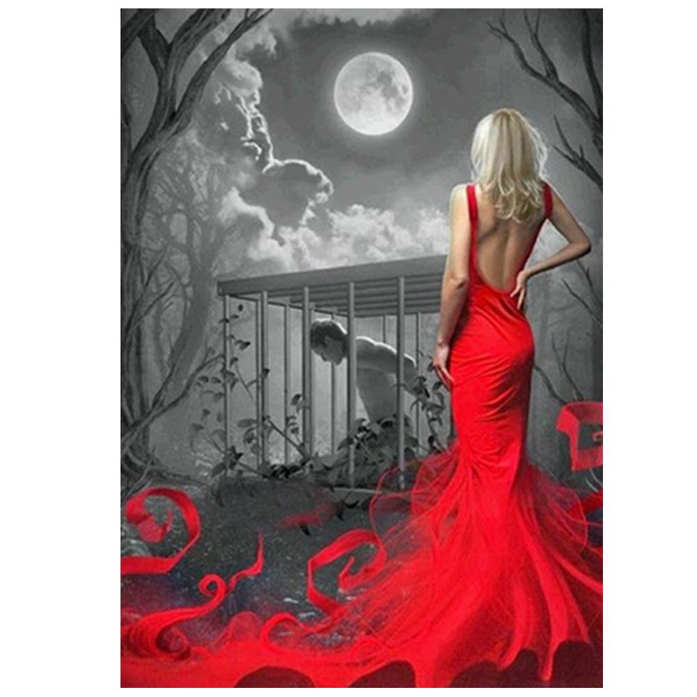 

30*40CM - Red Dresss - Round Drill Diamond Painting, 501 Original