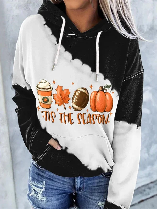 Women Long Sleeve Hooded Graphic Halloween Tops