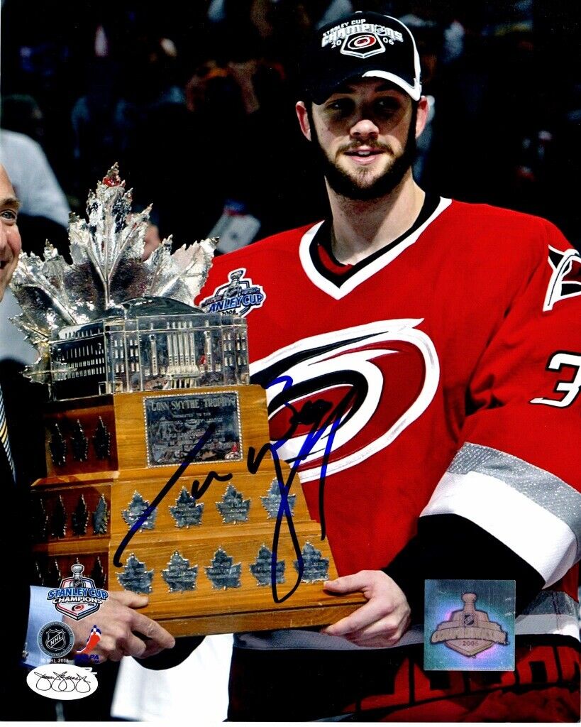 Cam Ward Signed Carolina Hurricanes 8x10 inch Photo Poster painting - JSA Sticker of Aproval