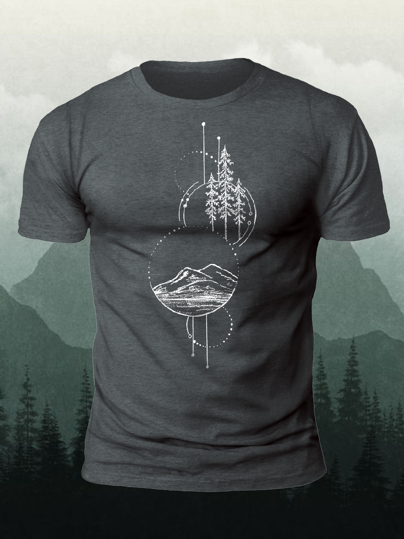 Men's Geometric Abstract Mountain Short-Sleeved Shirt in  mildstyles