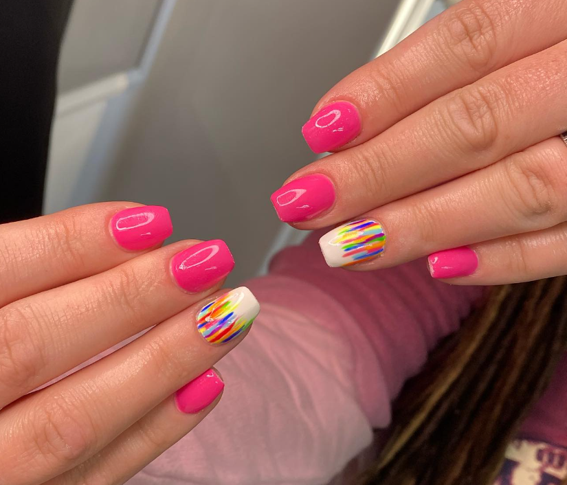 pink, stripes and sparkly nails | Girls nail designs, Heart nails, Girls  nails