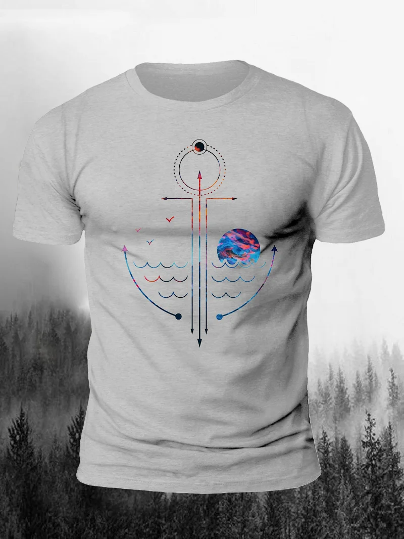 Starry Sky Halo Anchor Print Short Sleeve Men's T-Shirt in  mildstyles